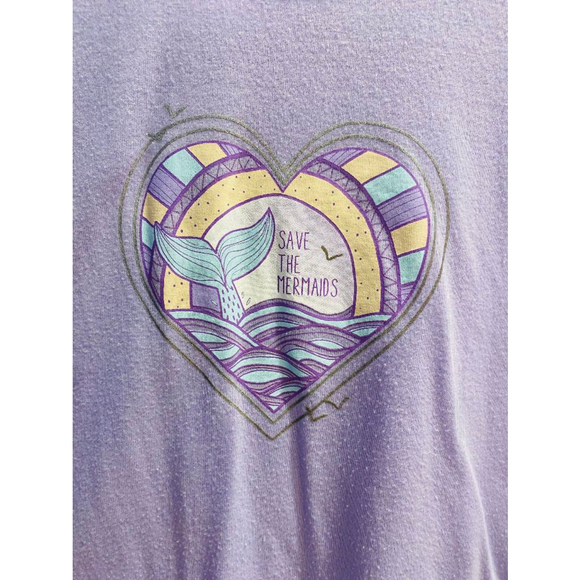 Wonder Nation Girls Save the Mermaids T-Shirt Purple Size L (10-12) - Picture 2 of 3